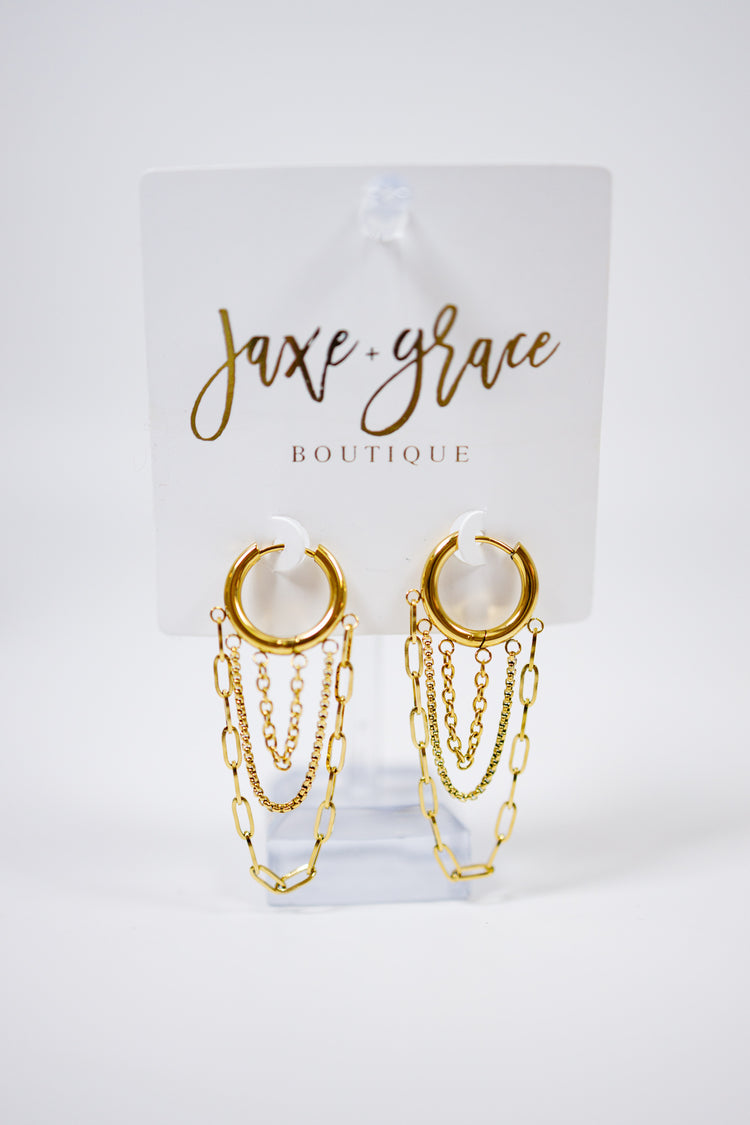 Vianne Multi Chain Drop Earrings Jaxe + Grace Boutique