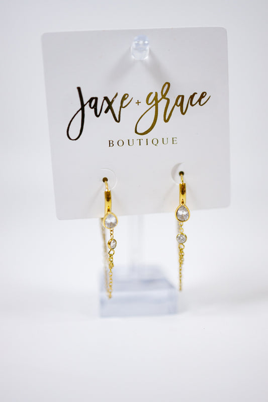 18K Gold Plated Chain Dangle Earrings Jaxe + Grace Boutique