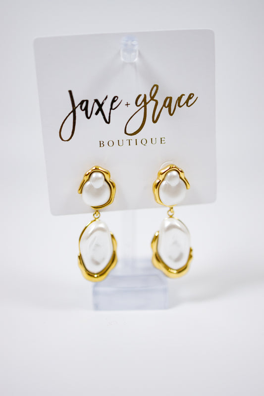 Geometric Peal Dangle Earrings Jaxe + Grace Boutique