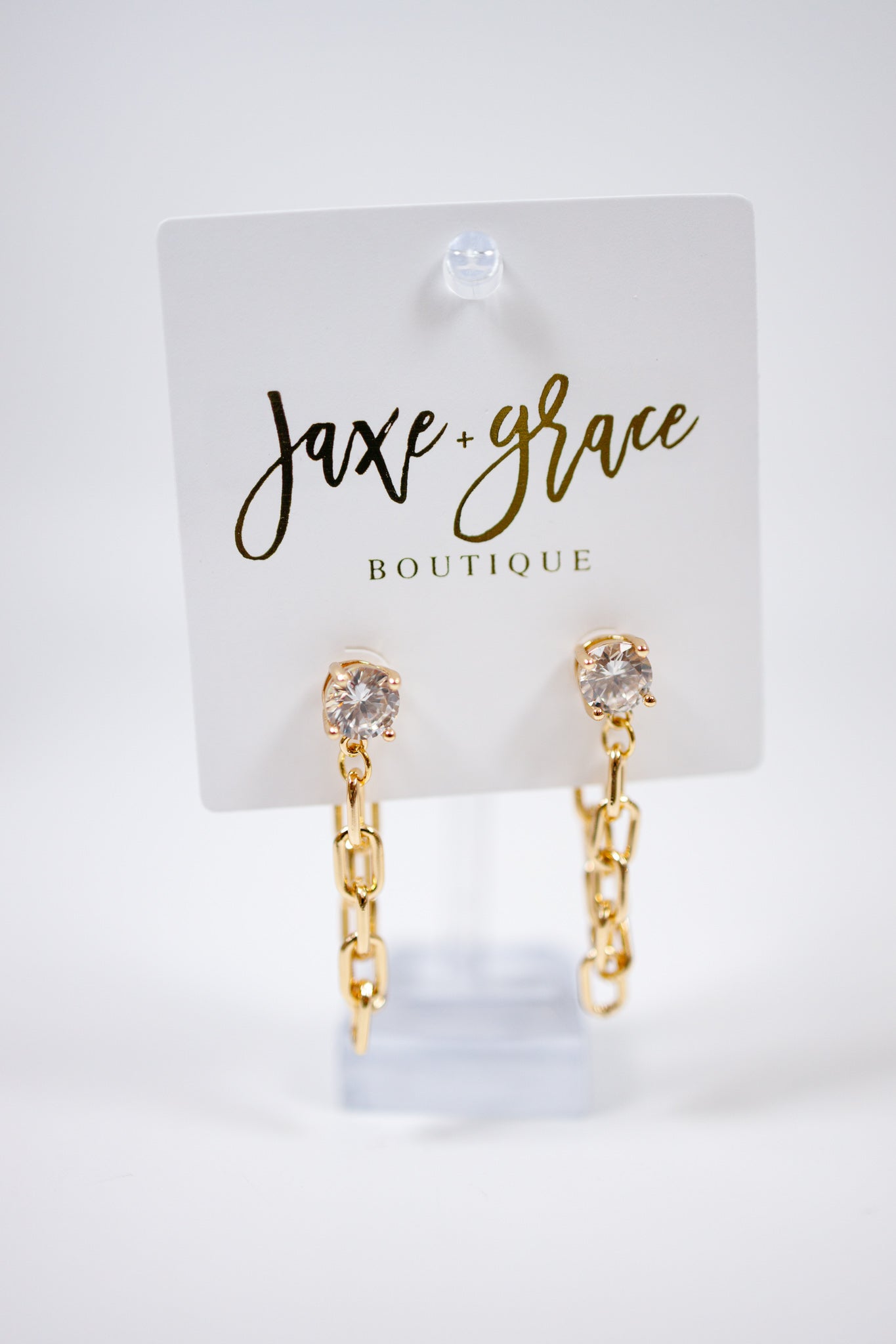 Crystal Stud and Chain Link Earrings Jaxe + Grace Boutique