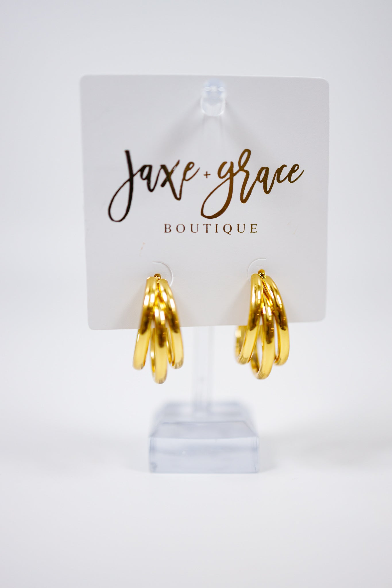 Gold Waterproof Triple Hoops Jaxe + Grace Boutique