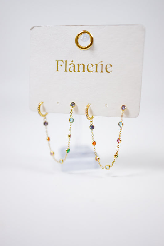 Multi Color Crystal Chain Earrings Jaxe + Grace Boutique