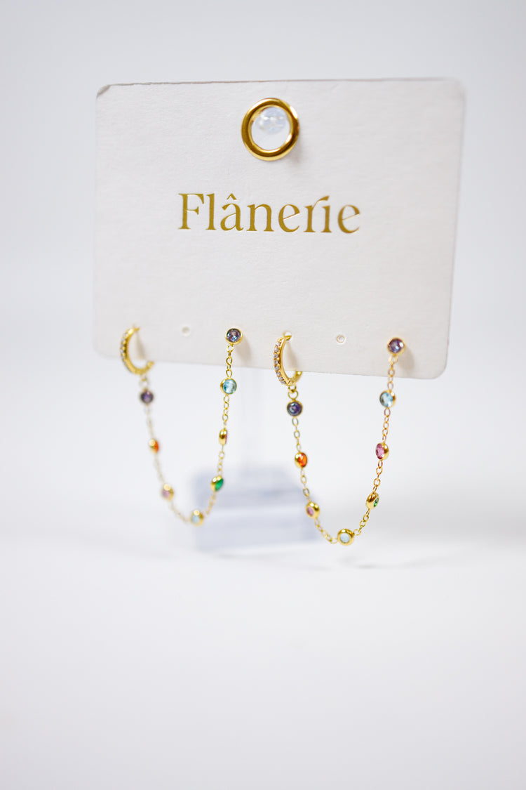 Multi Color Crystal Chain Earrings Jaxe + Grace Boutique