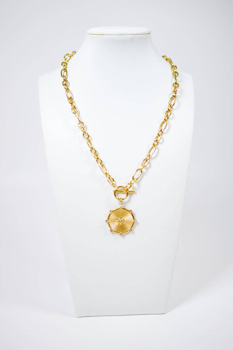 Gold Starburst Pendant Necklace Jaxe + Grace Boutique