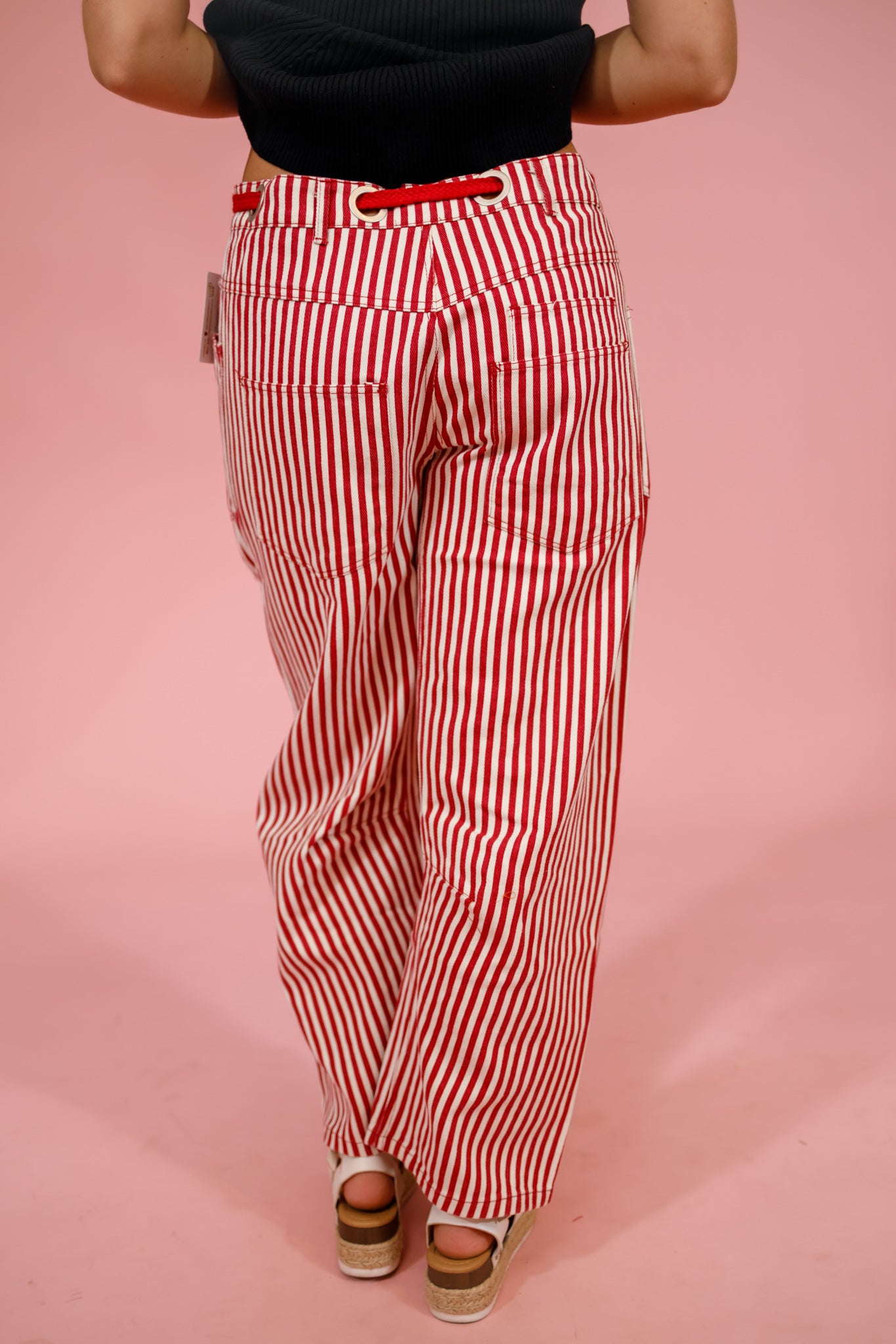 Stripe Twill Barrel Pants, RED Jaxe + Grace Boutique