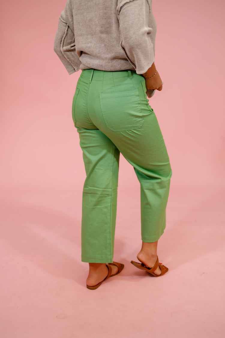 Front Pocket Summer Pants, APPLE GREEN Jaxe + Grace Boutique