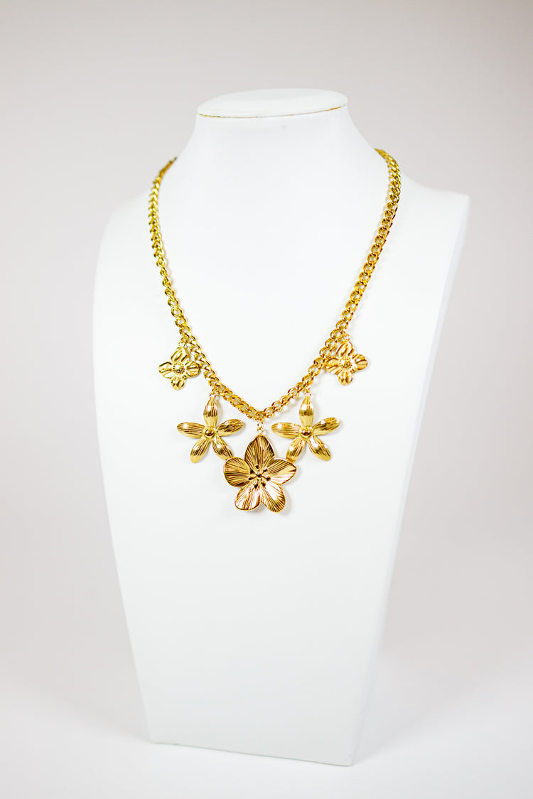 HD Gold Flower Charm Necklace