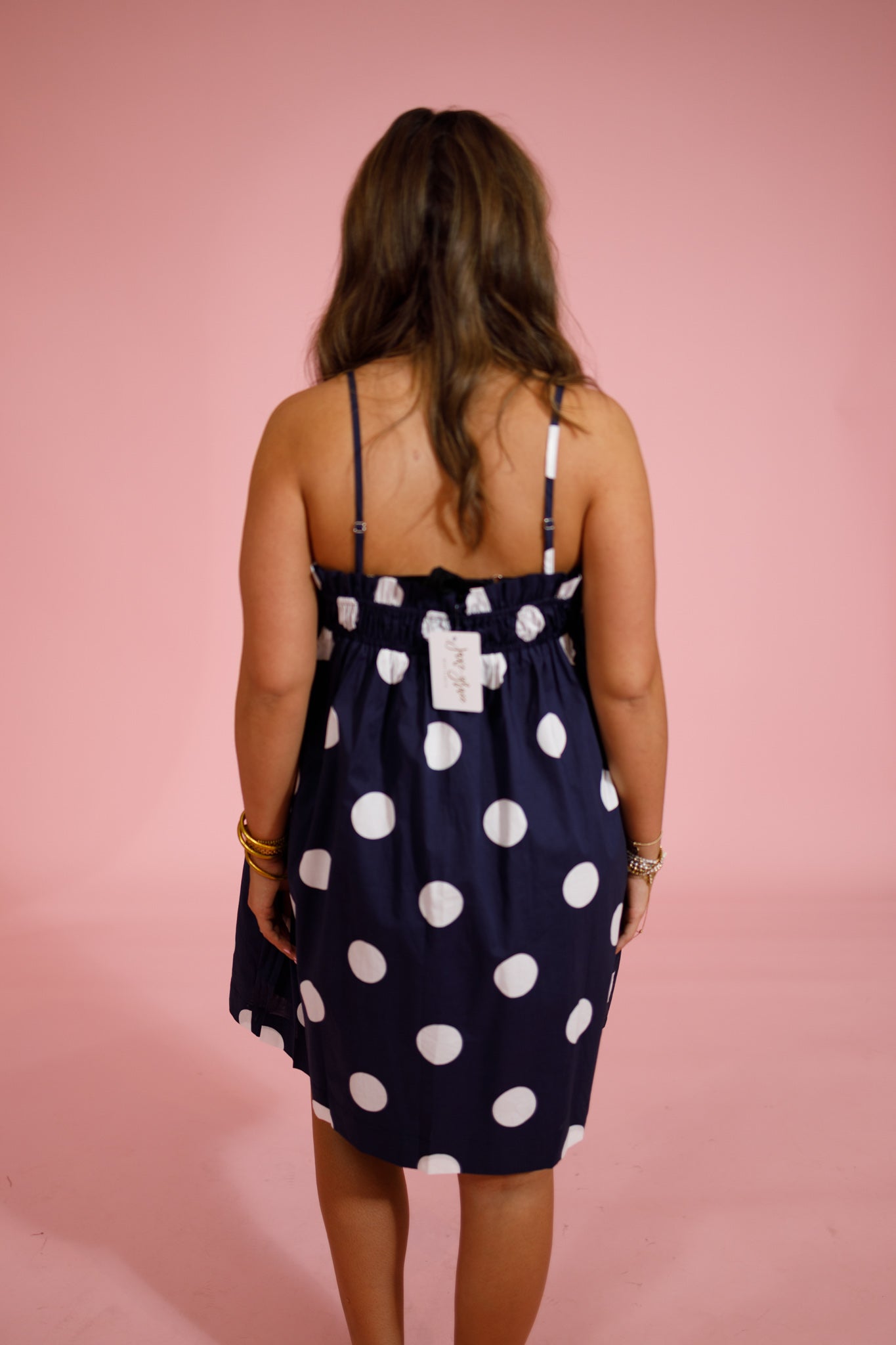 Navy and White Polka Dot Dress Jaxe + Grace Boutique