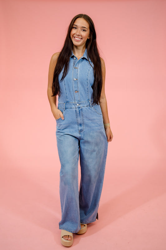 Denim Wide Leg Jumpsuit