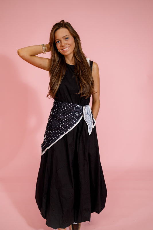 Black Bubble Hem Midi Dress Jaxe + Grace Boutique