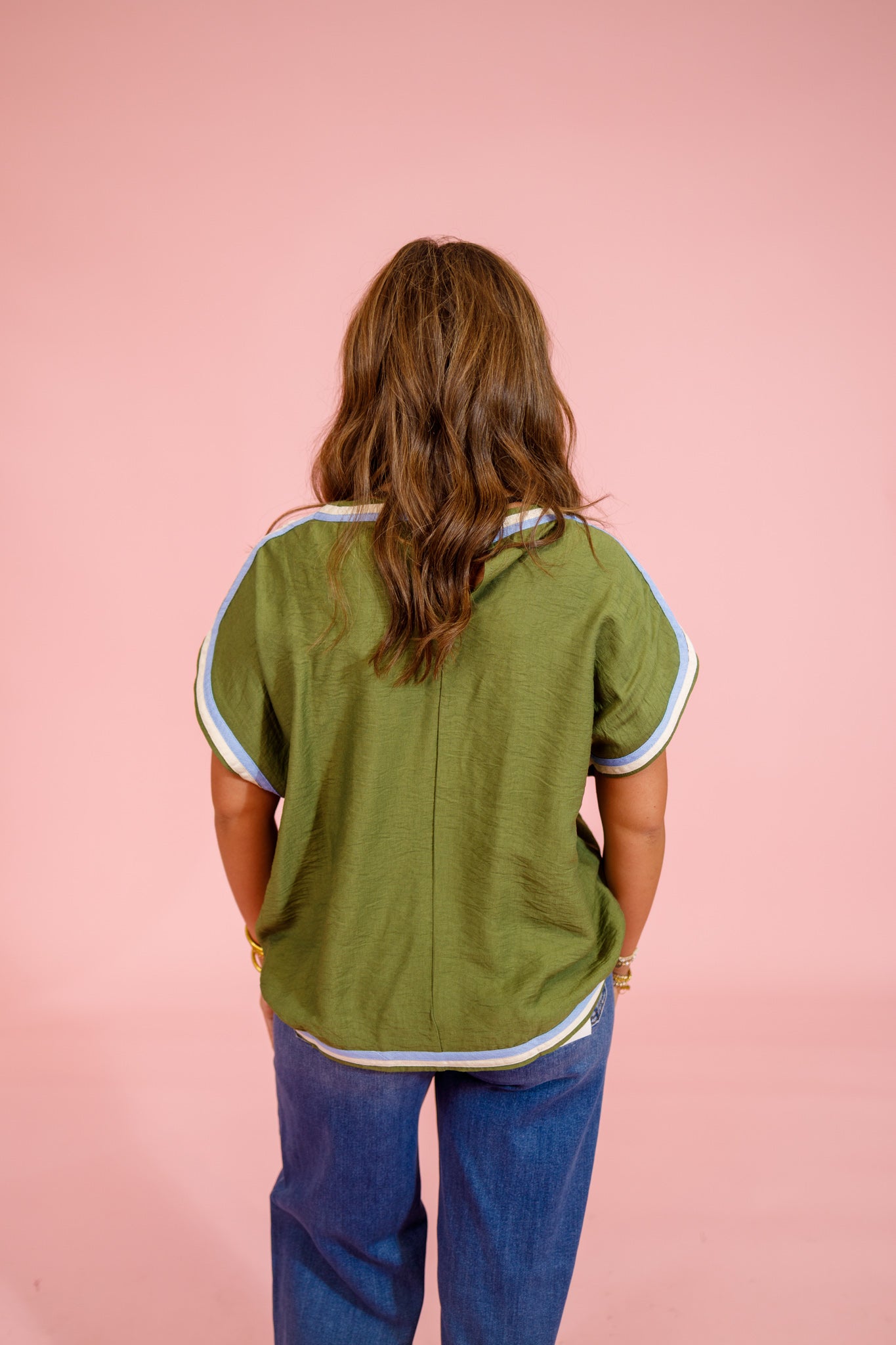Olive Green Multi Trim Top, S-2XL Jaxe + Grace Boutique