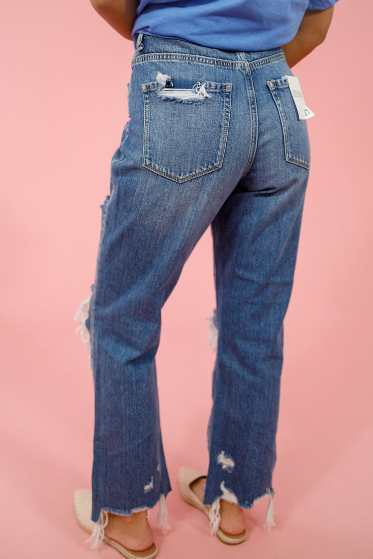 Z Extra Distressed Frayed Hem Jeans