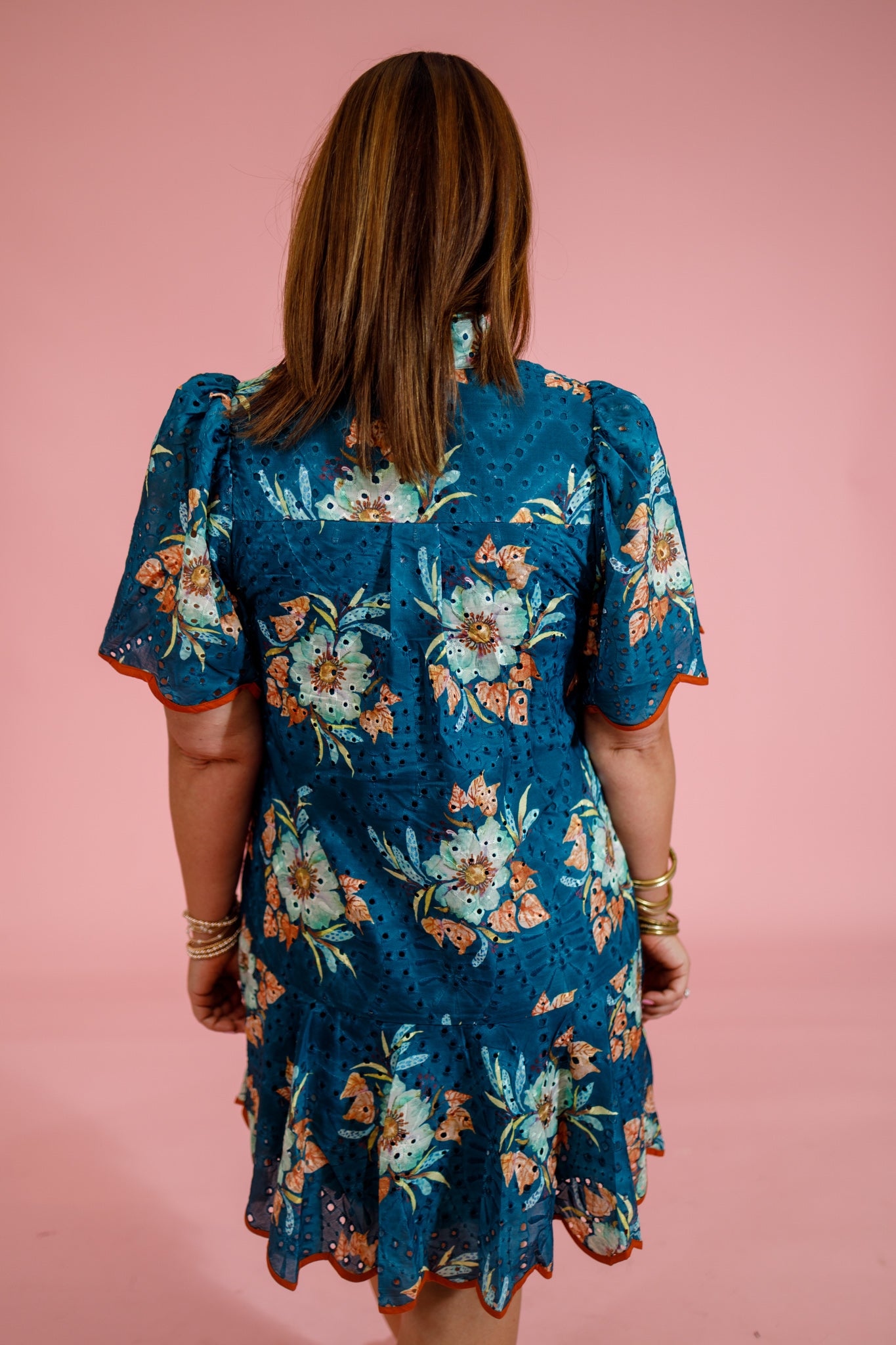 Teal Floral Eyelet Dress Jaxe + Grace Boutique