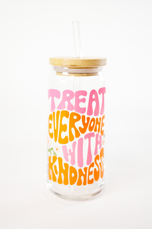 Treat Everyone with Kindness Glass Cup, 20oz