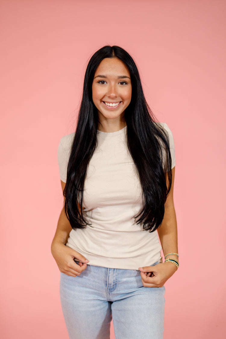 Basic Fitted Top, SAND BEIGE