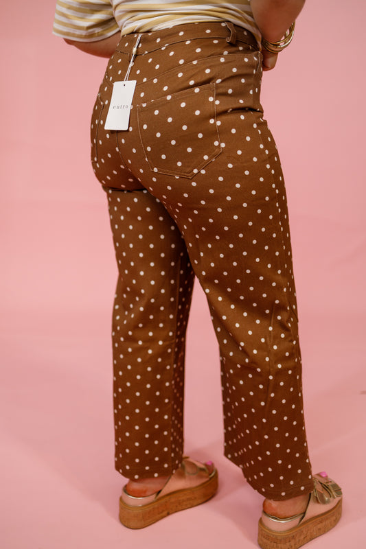 Brown Polka Dot Wide Leg Pants Jaxe + Grace Boutique