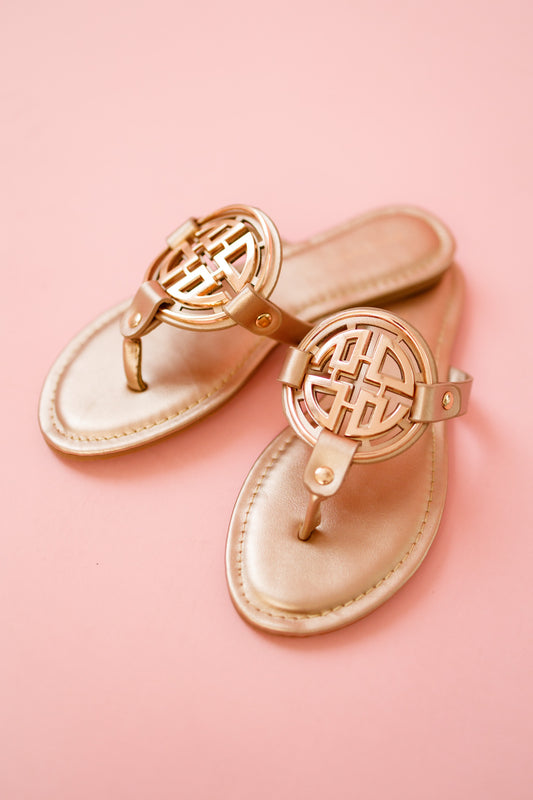 Rose Gold Emblem Sandal