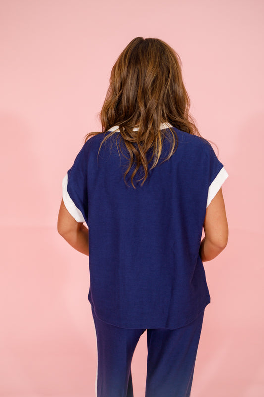 Navy Contrast Trim Set Jaxe + Grace Boutique