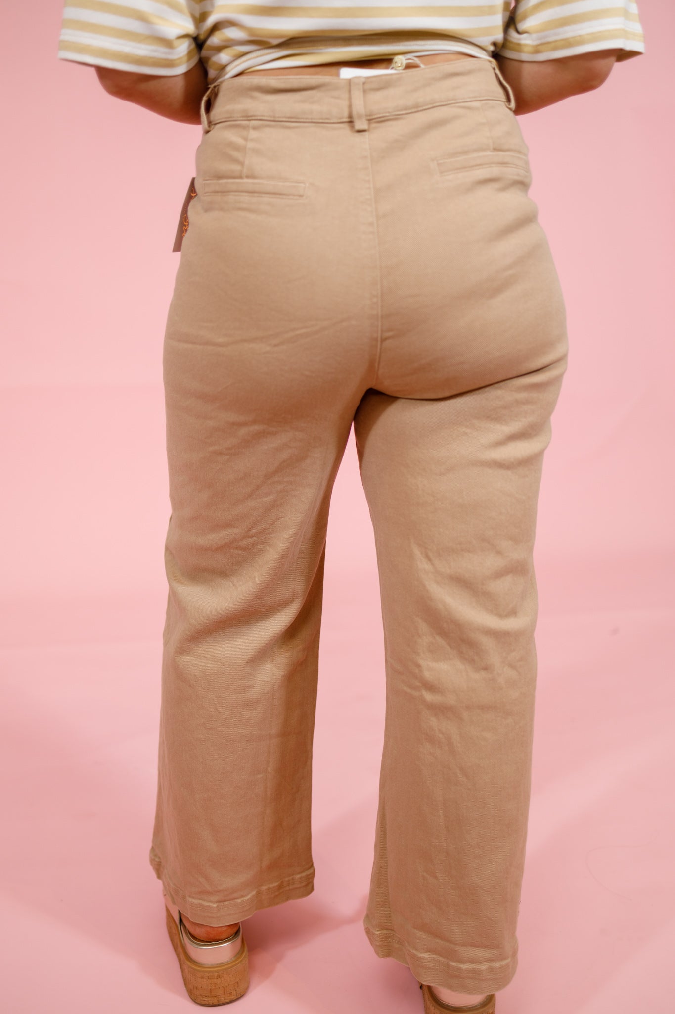 Camel Washed Hardware Detail Pants Jaxe + Grace Boutique