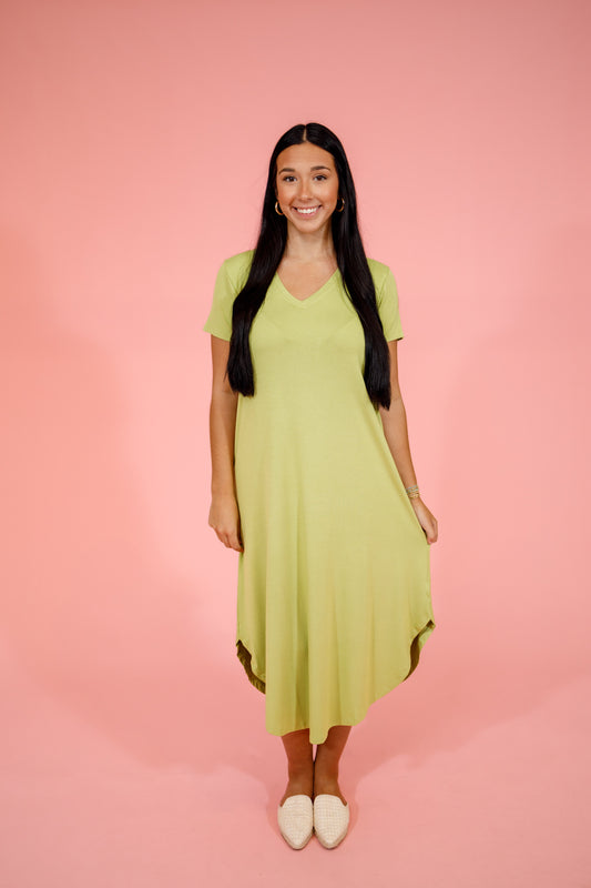 Kiwi Curved Hem Midi Dress