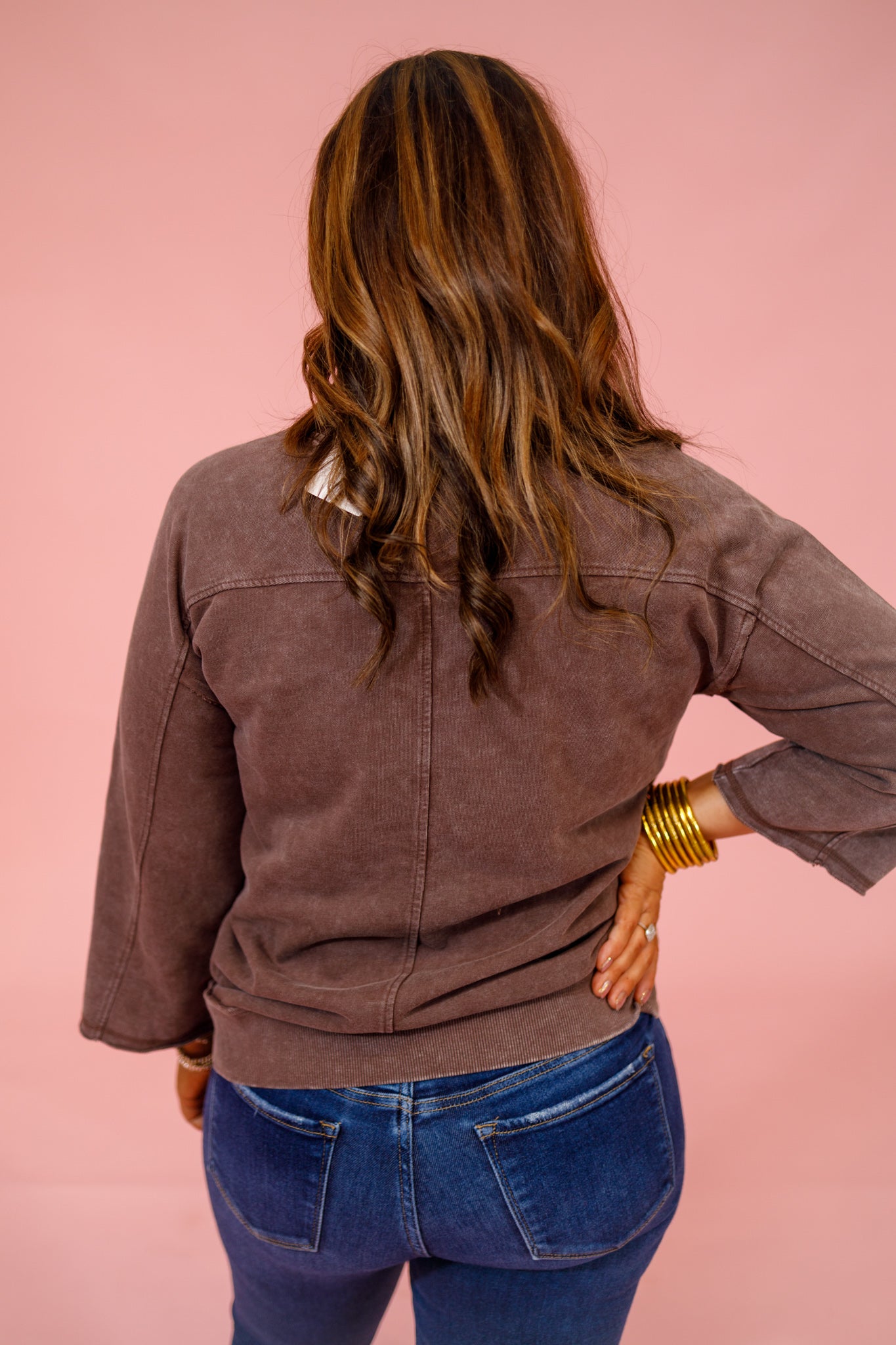 Brown Mineral Wash Cotton Top Jaxe + Grace Boutique