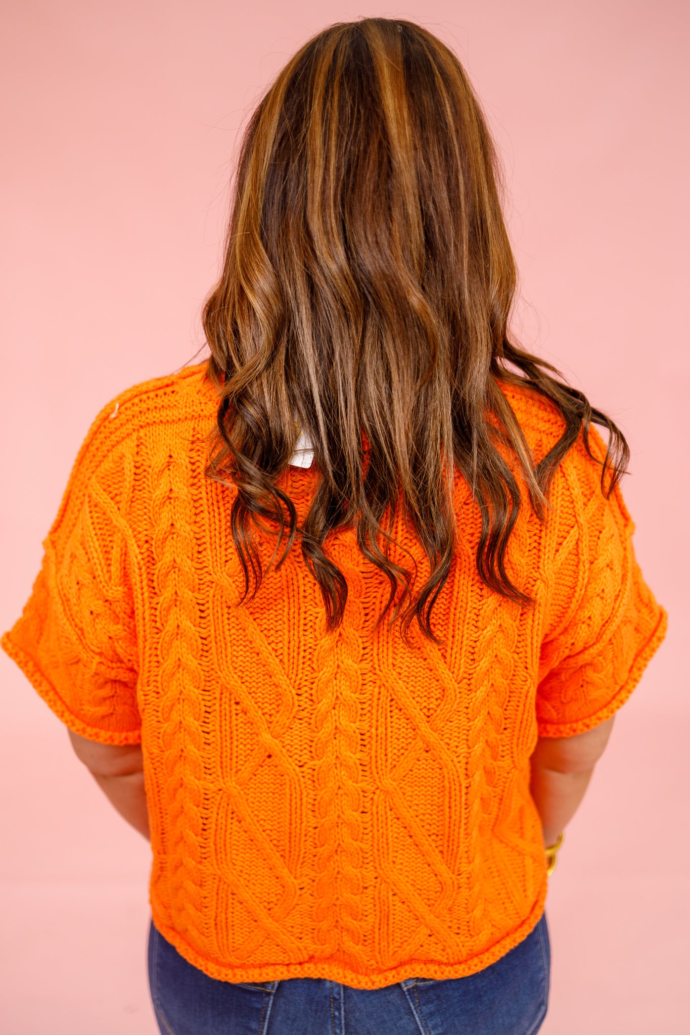 Cable Knit Sweater Top, ORANGE Jaxe + Grace Boutique