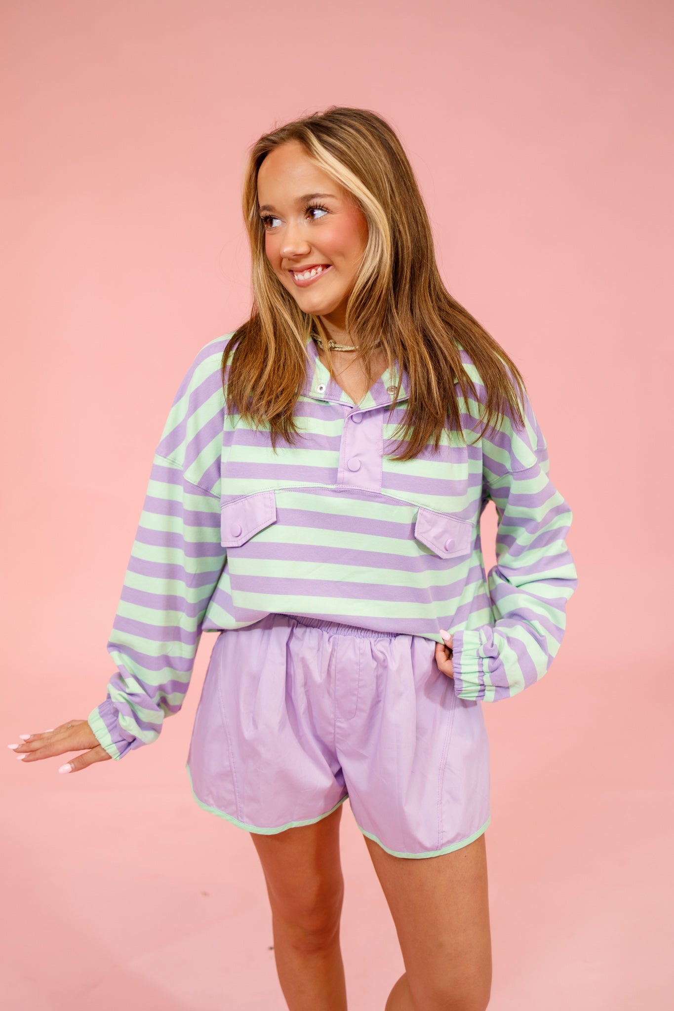 Mint and Lavender Shorts Set Jaxe + Grace Boutique
