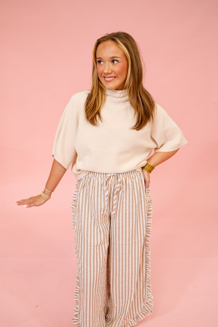 Breezy Stripe Linen Wide Leg Pants, MOCHA/IVORY Jaxe + Grace Boutique