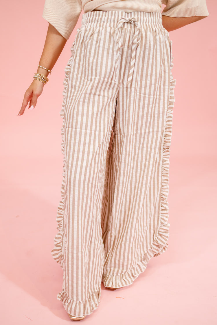 Breezy Stripe Linen Wide Leg Pants, MOCHA/IVORY Jaxe + Grace Boutique
