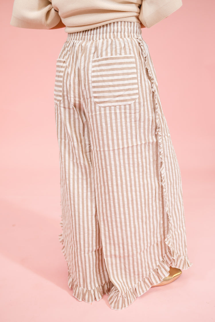 Breezy Stripe Linen Wide Leg Pants, MOCHA/IVORY Jaxe + Grace Boutique