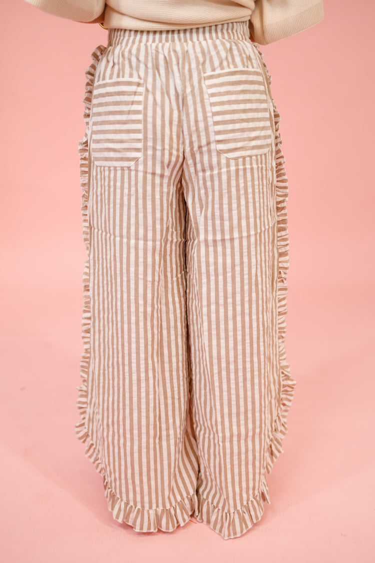 Breezy Stripe Linen Wide Leg Pants, MOCHA/IVORY Jaxe + Grace Boutique