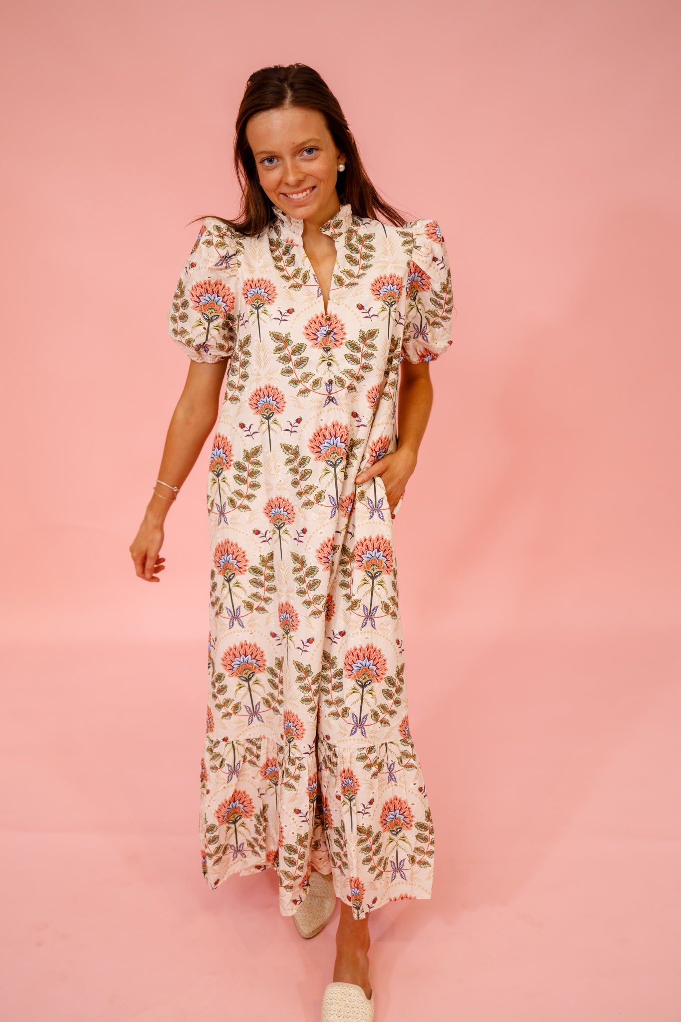 Cream Floral Eyelet Dress Jaxe + Grace Boutique