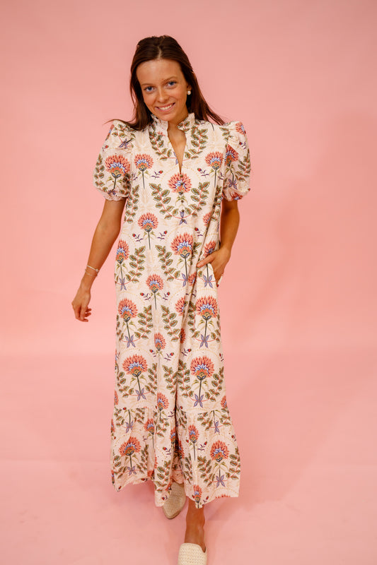 Cream Floral Eyelet Dress Jaxe + Grace Boutique