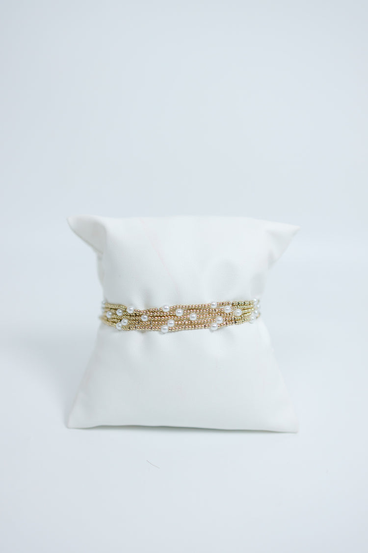 Gold Ball Bead Pearl Accent Bracelets, Set of 5 Jaxe + Grace Boutique
