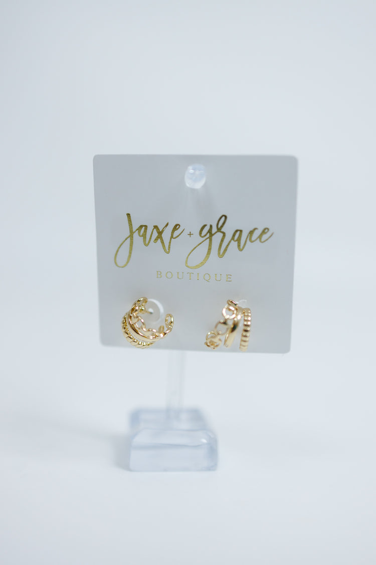 3-Line Horsebit Hoop Earrings Jaxe + Grace Boutique