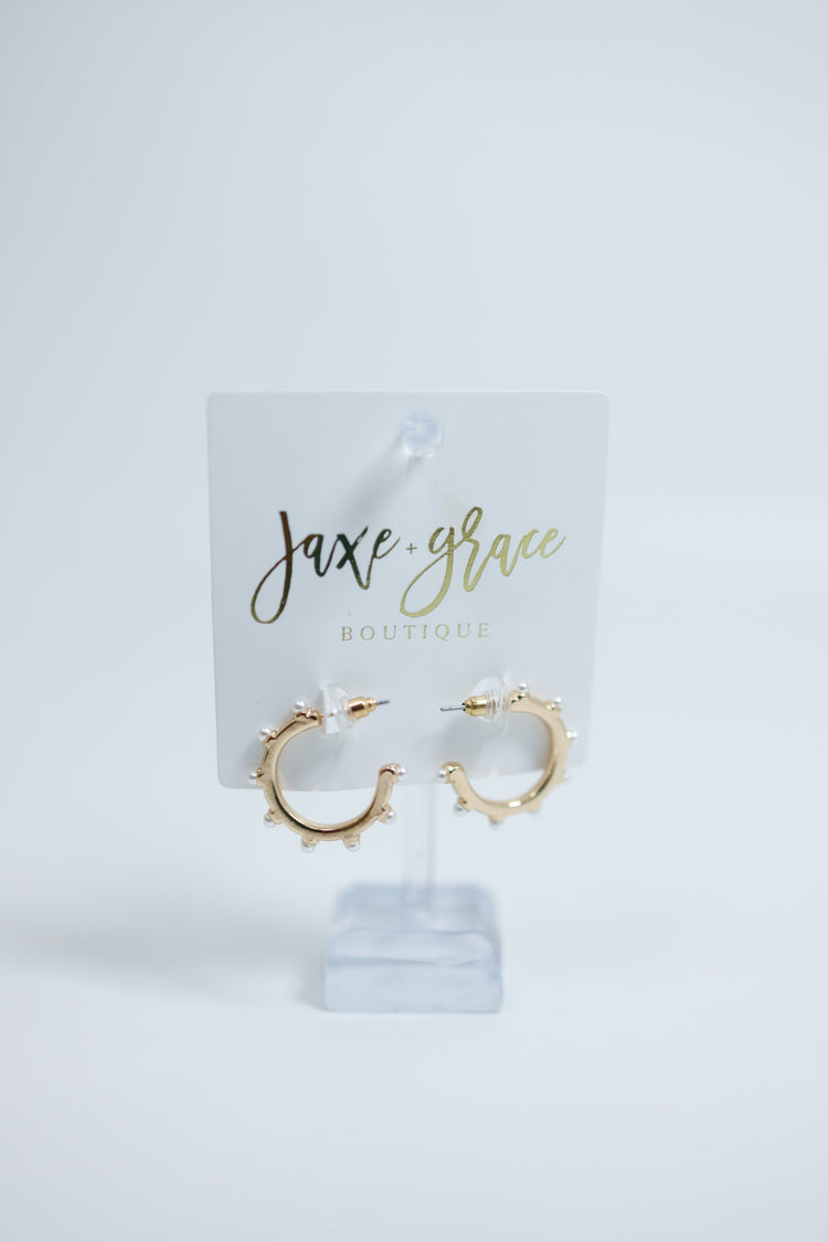 Winston Pearl Studded Mini Hoop Earrings Jaxe + Grace Boutique