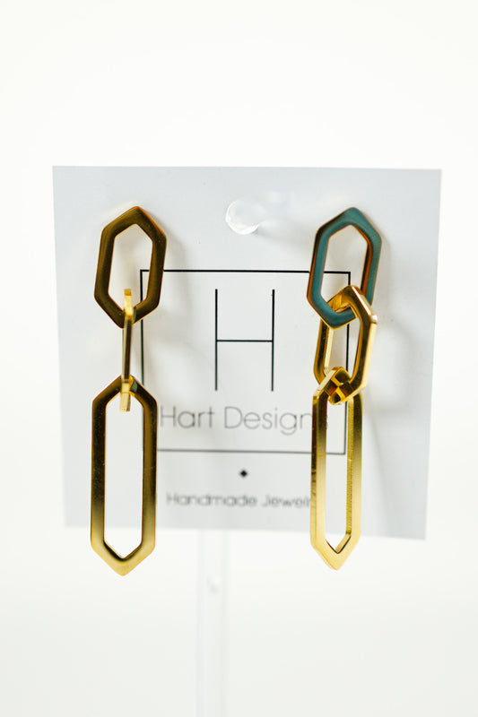 HD Gold Tri-Dangle Earrings