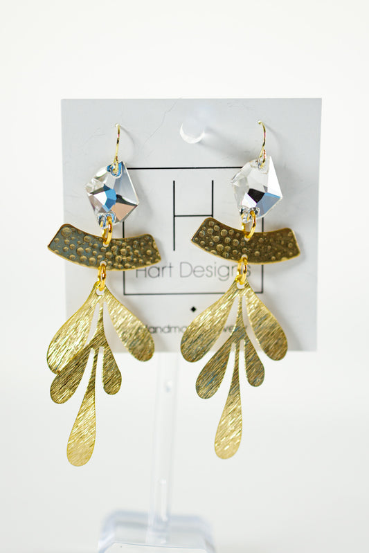 HD Clear + Gold Dangle Flow Earrings