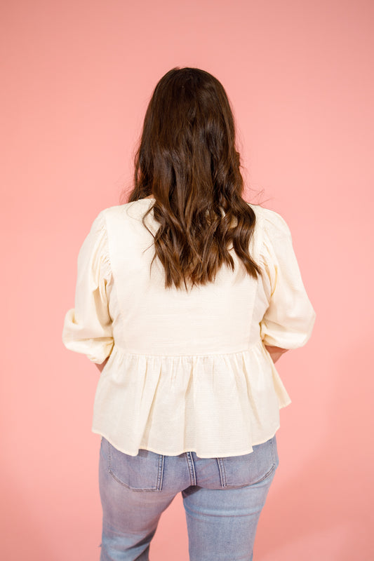 Ivory and Sage Pattern Top