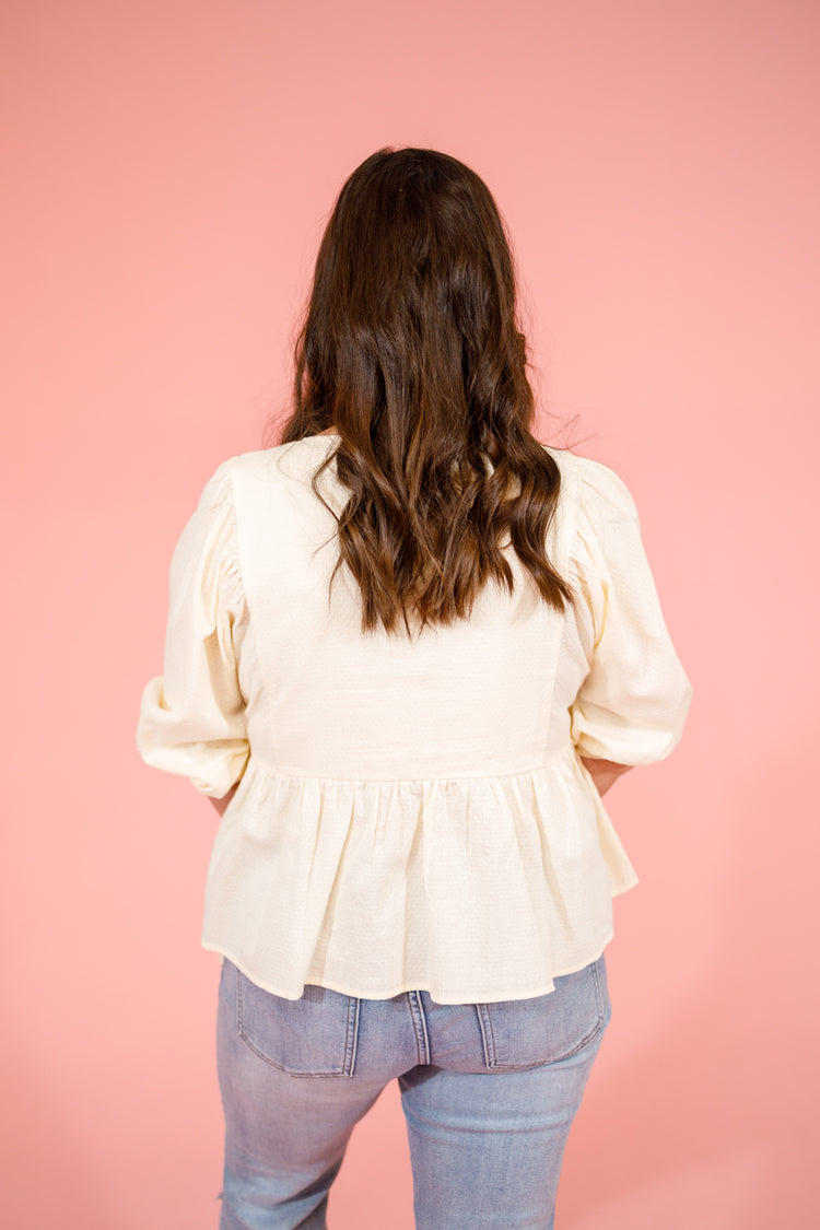 Ivory and Sage Pattern Top