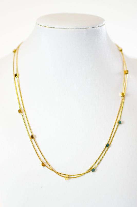HD Double Gold Cube Necklace