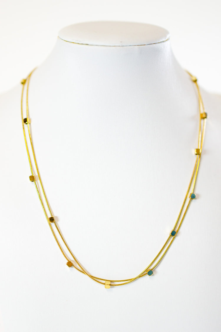HD Double Gold Cube Necklace