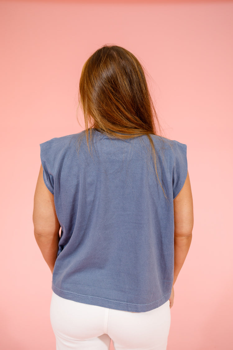 Navy Cowgirl Beach Club Graphic Tank