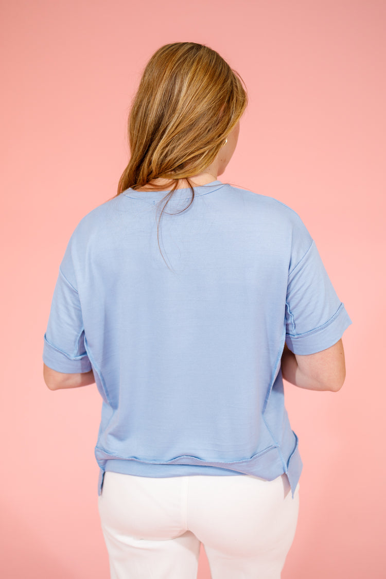 Chambray Oversized Hi-Low Top, S-3XL