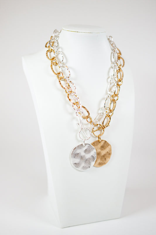 Textured Round Necklace, VARIOUS