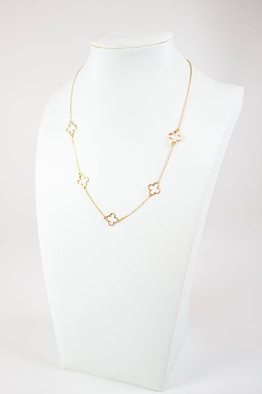 Clover Outline Station Necklace
