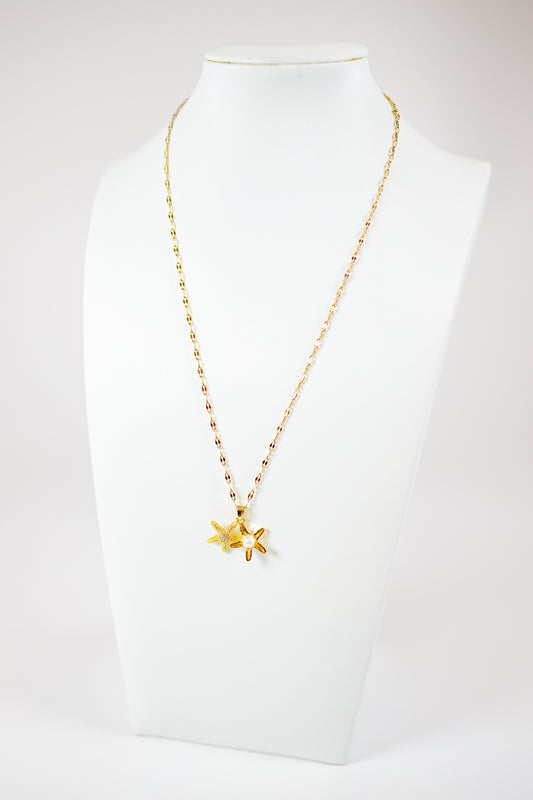 Pave Starfish & Pearl Necklace