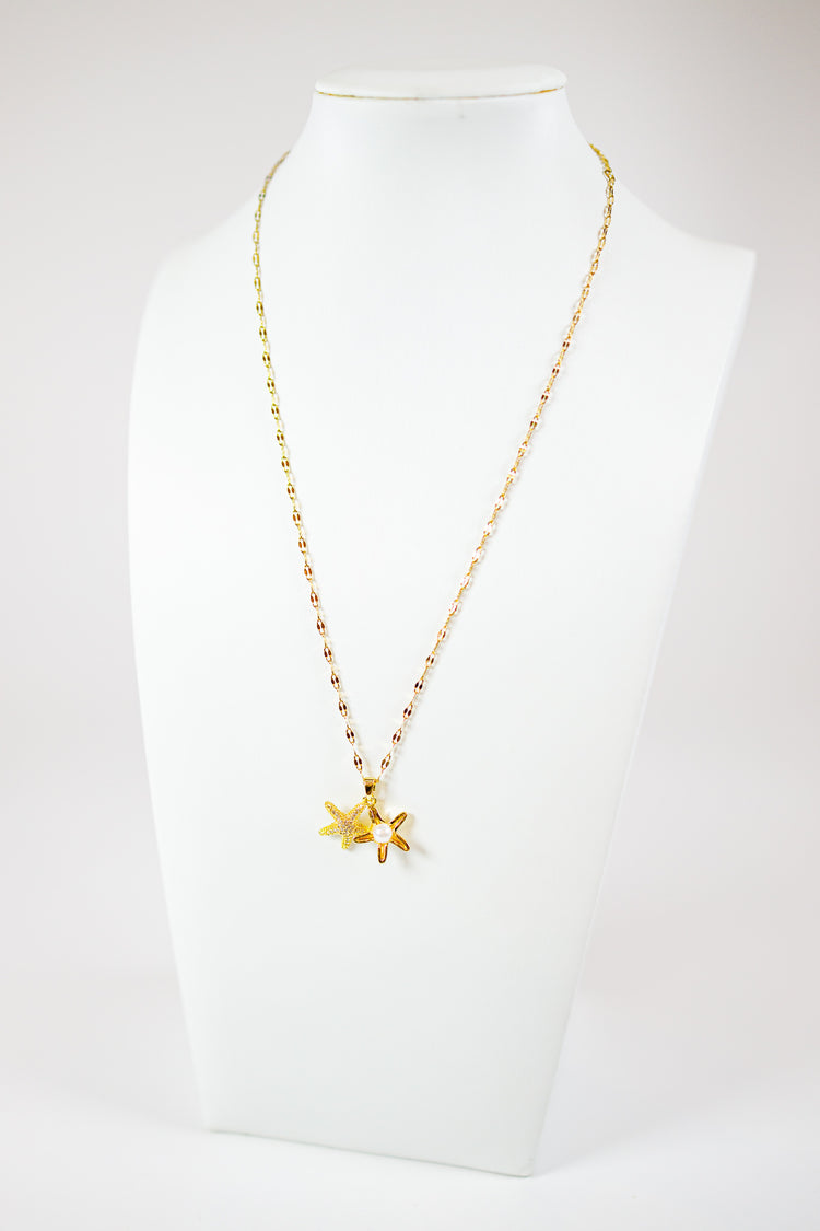 Pave Starfish & Pearl Necklace