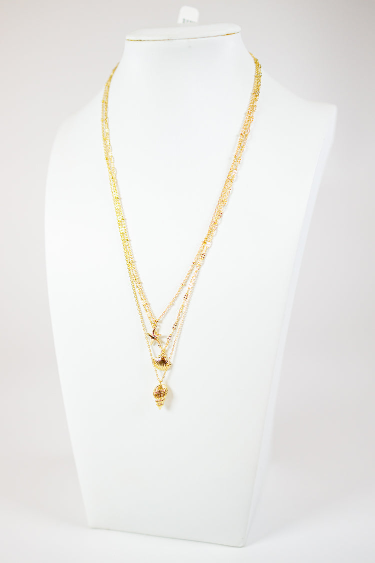 3 Layered Sealife Charm Necklace