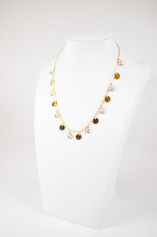 Disk & Glass Station Necklace